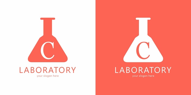 Laboratorium logo-ontwerp met letter c