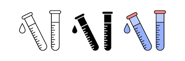 Laboratorium test gelijnd geïsoleerd en gekleurd stijl icoon Laboratorium diagnostiek Chemisch onderzoek
