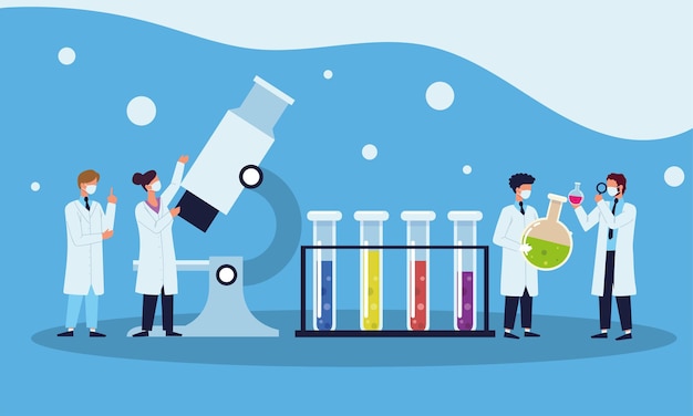 Vector laboratoriumassistenten aan het werk