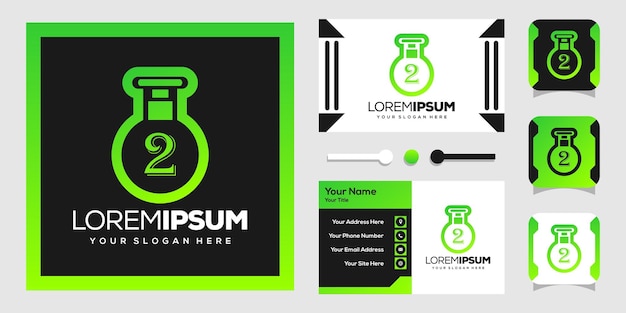 laboratoriumfles logo-ontwerp en nummers 2