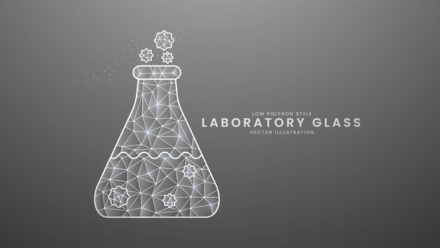 Laboratoriumglas Geneeskunde laboratoriumapparatuur Wetenschappelijk laboratoriumglaswerk Moderne digitale lage polygoon