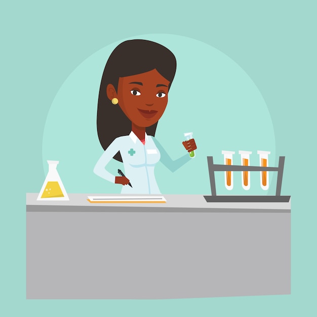 Vector laboratory assistant working illustration.