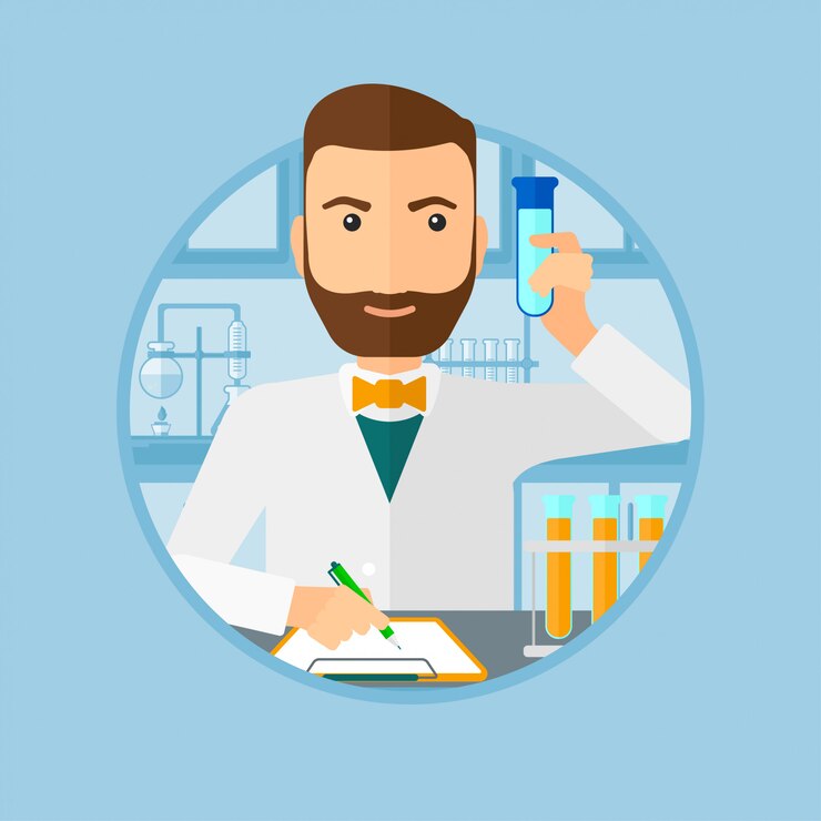 Laboratory assistant working.