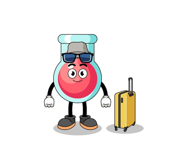 Laboratory beaker mascot doing vacation