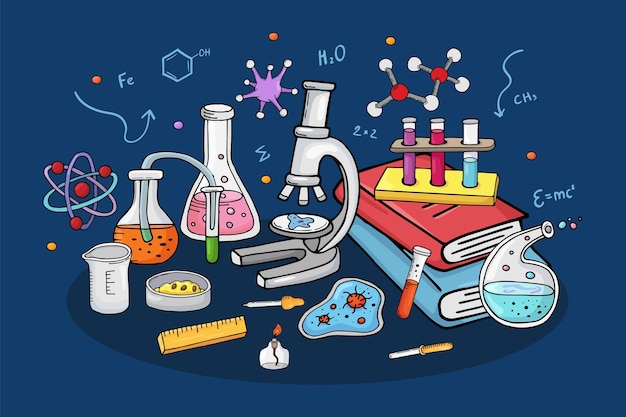 Laboratory concept vector illustration chemistry research at lab equipment for science experiment tu...