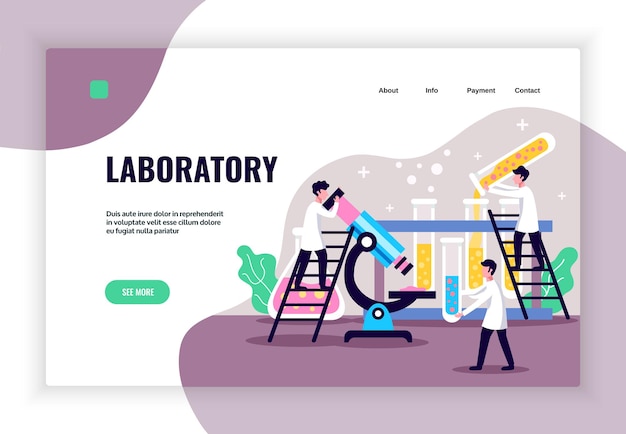 Laboratory concept with microscope landing page