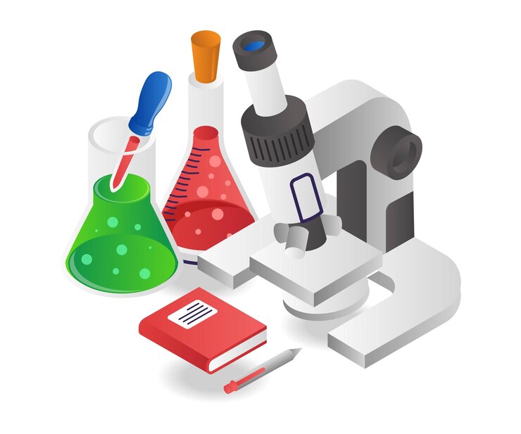 Vector laboratory experiment microscope bottle