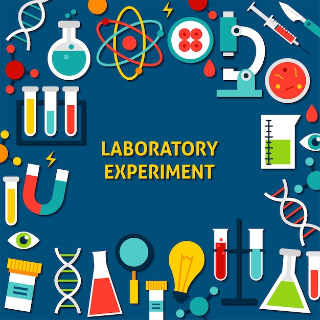 Modello di carta per esperimenti di laboratorio. illustrazione di vettore concetto di scienza di stile piano.