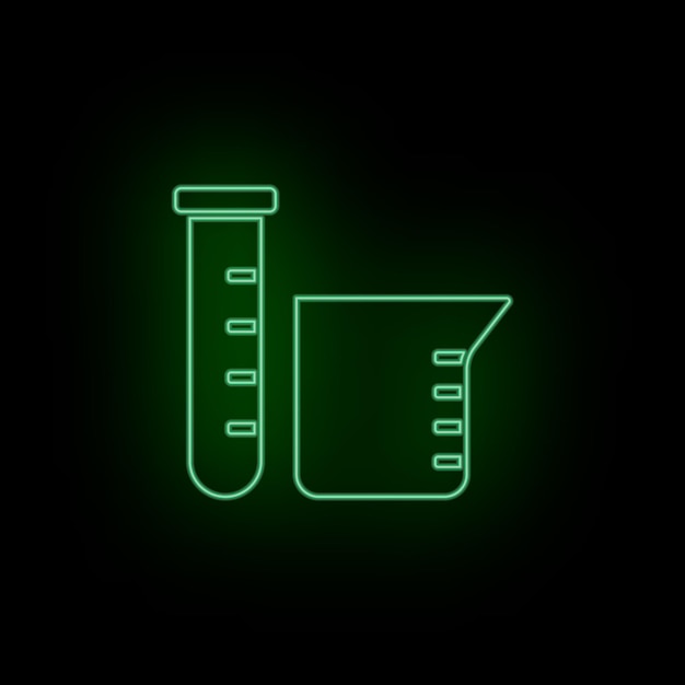 Laboratory flask icon neon Biotechnology and Science Chemical laboratory Can be use infographic and presendation Vector icon on white background