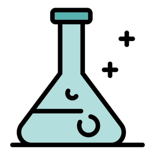 Laboratory flask icon Outline laboratory flask vector icon color flat isolated