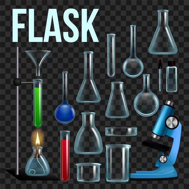 Vector laboratory flask set