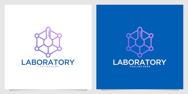 Vector laboratory genetics line art logo design