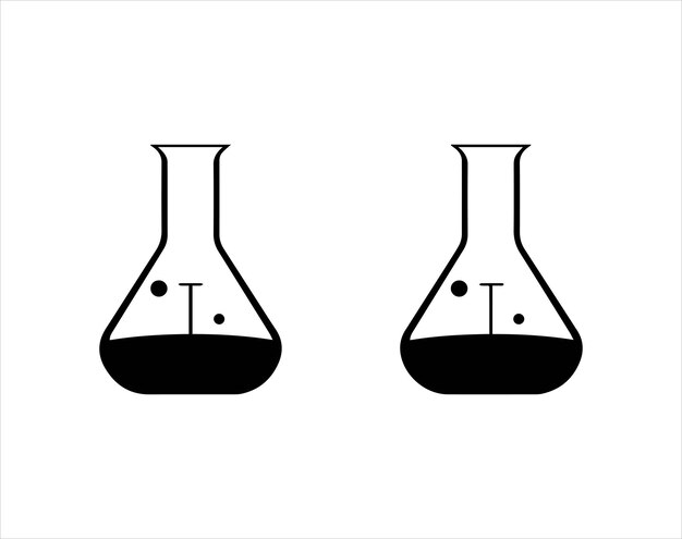 Iconica di vetreria di laboratorio impostata su sfondo bianco illustrazione vettoriale