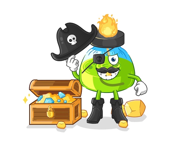 Laboratory spirit lamp pirate with treasure mascot cartoon vector