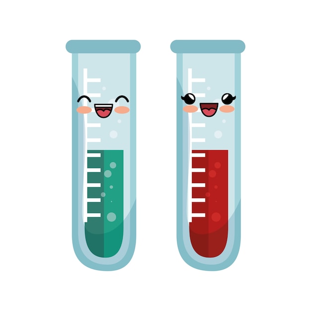 Laboratory two test tube kawaii