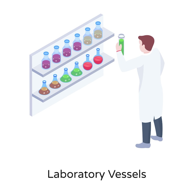 Vector laboratory vessels isometric icon editable vector