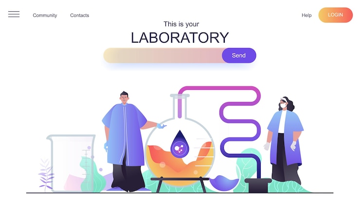 Vector laboratory web concept for landing page