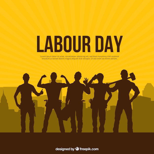 Vector labour day background with silhouettes people