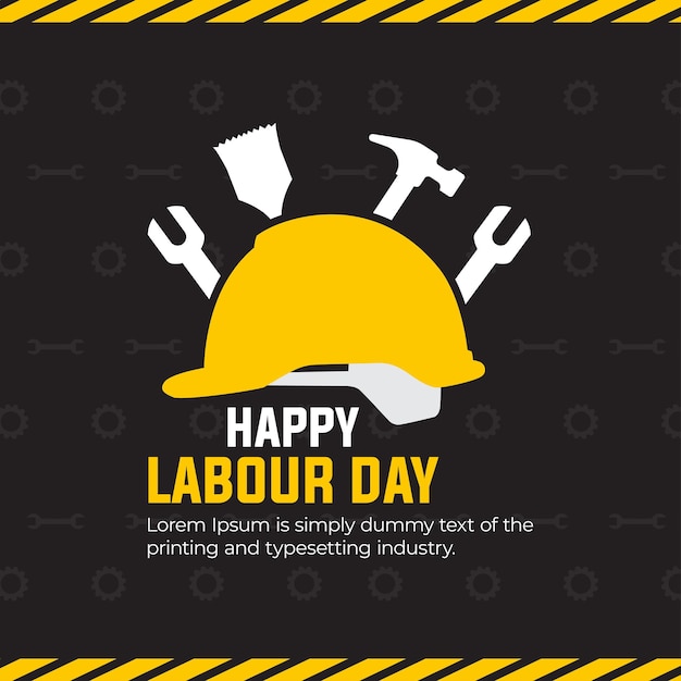 Vector labour day celebration background with tools in flat style