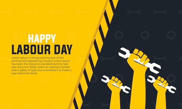 Vector labour day celebration background with tools in flat style