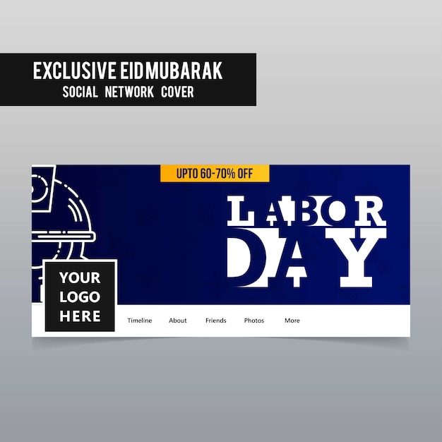 Vector labour day facebook cover with dark blue background vector