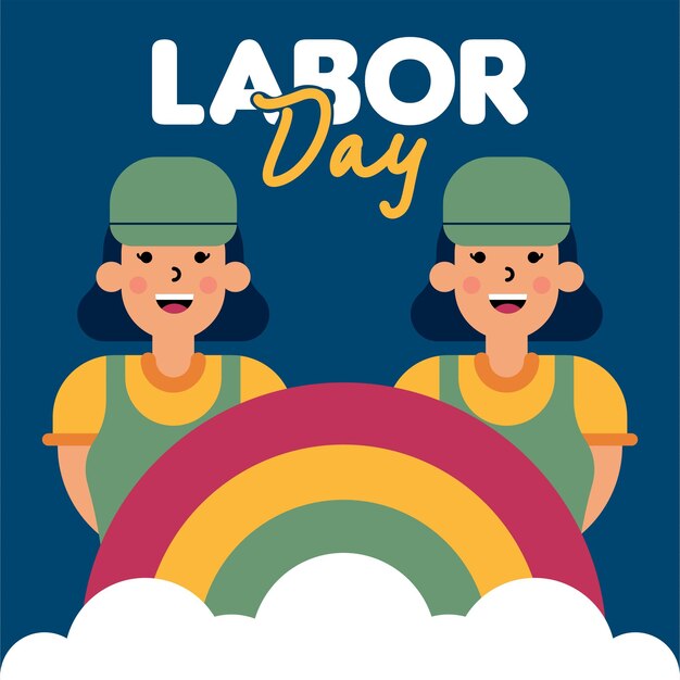 Labour Day Illustration With Worker Character Flat Design Background