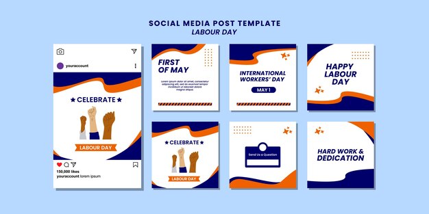 Labour day social media post template