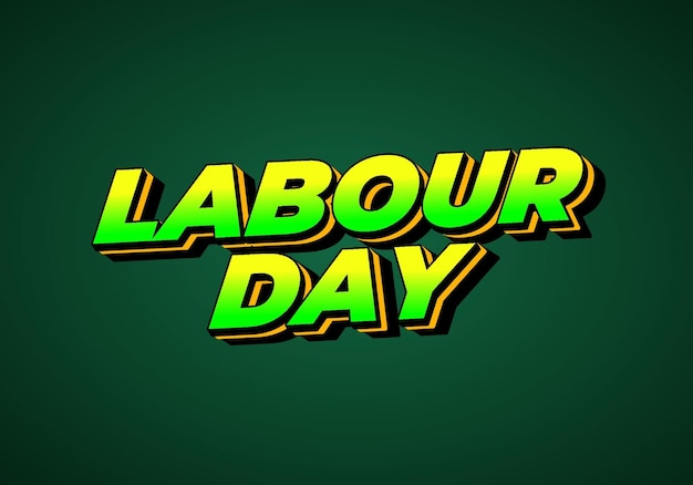 Labour day Text effect in green yellow color with eye catching effect