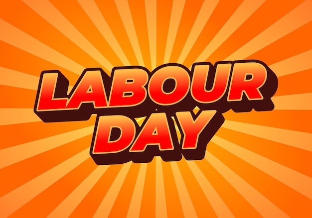 Labour day Text effect in red orange color with eye catching effect