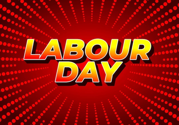 Labour day Text effect in yellow red color with eye catching effect