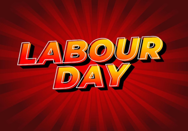 Labour day Text effect in yellow red color with eye catching effect
