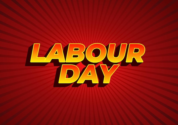 Labour day Text effect in yellow red color with eye catching effect