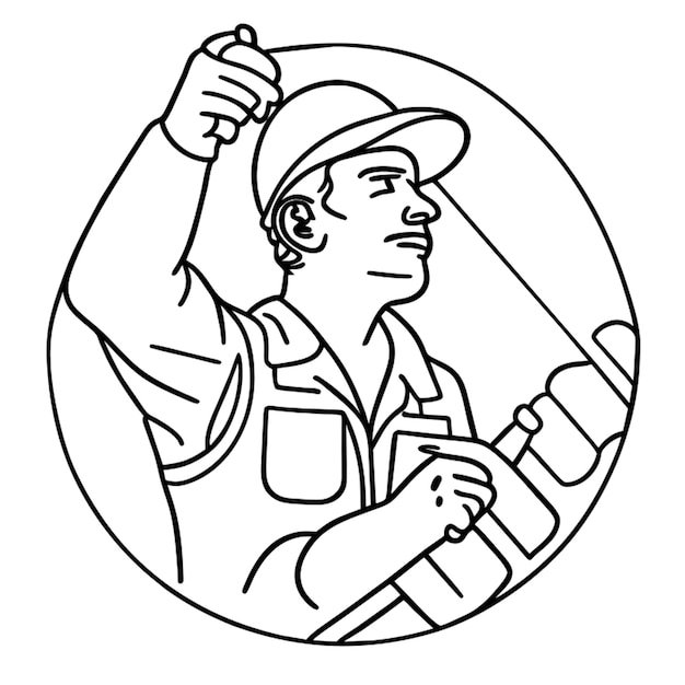 Vector labour day vector illustration line art