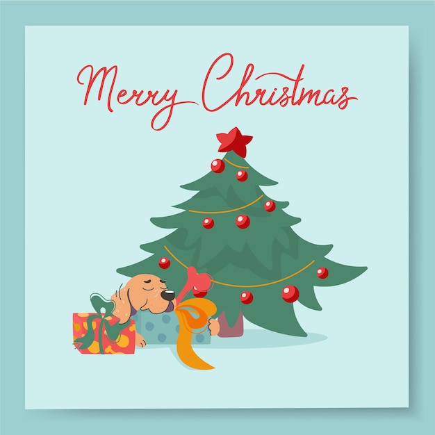 labrador under the Christmas tree Greeting card