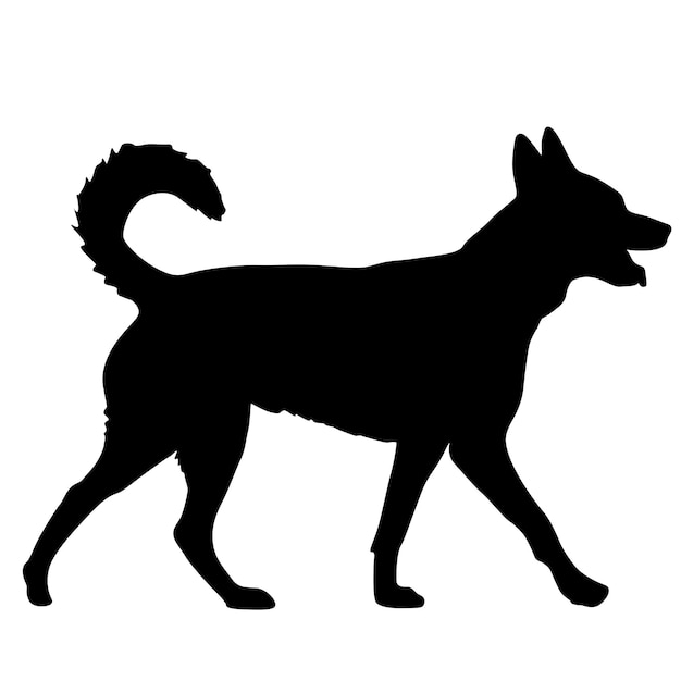 Labrador dog black silhouette on white background