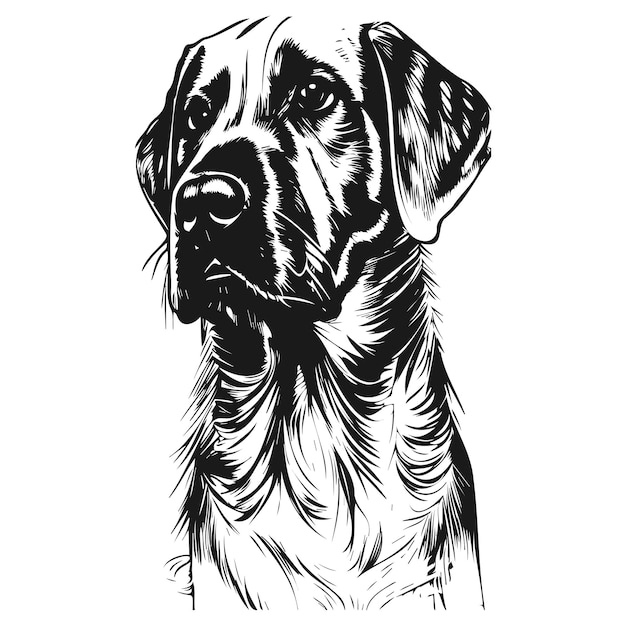 Labrador dog pic black hand drawn vector black and white