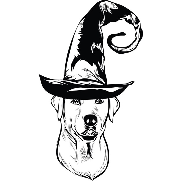 Labrador Dog in Witch Hat for Halloween