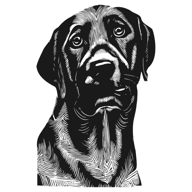 Labrador logo hand drawn vector black and white