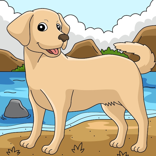 Vector labrador retriever dog colored illustration
