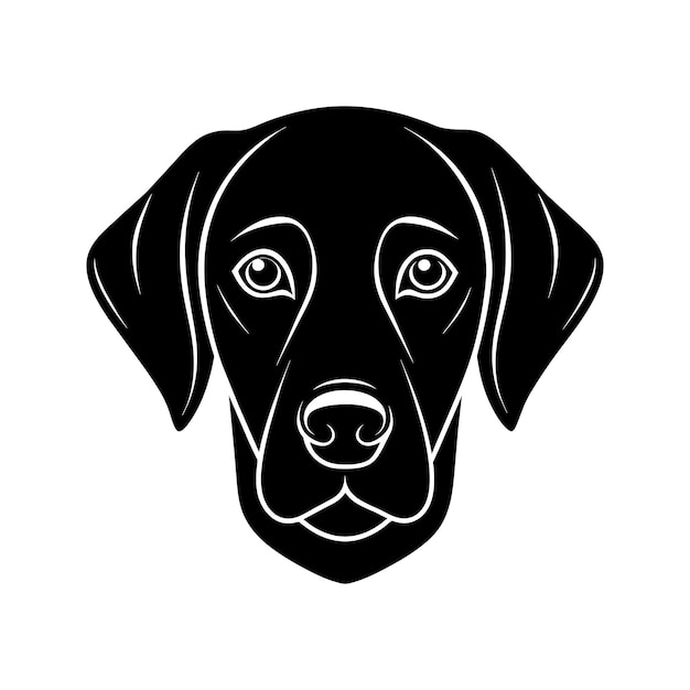 Labrador Retriever Face Silhouette Isolated on White