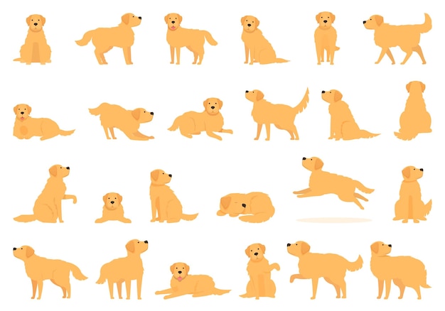 Labrador Retriever iconen set cartoon vector Puppy hondje Leuk dier