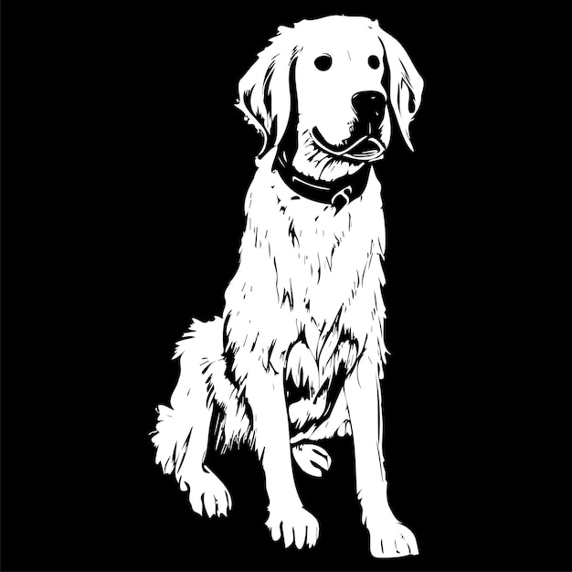 Labrador retriever logo handgetekende vector zwart-wit