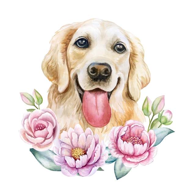 Vector labrador retriever portrait watercolor