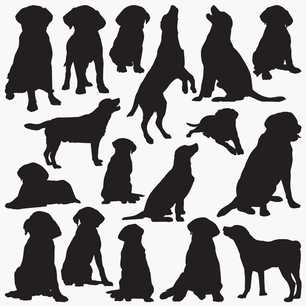 Vector labrador retriever silhouettes