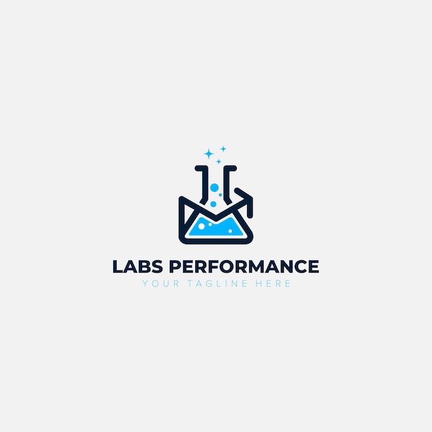 Labs-prestaties financiële logo-ontwerpen met e-mail en pijl