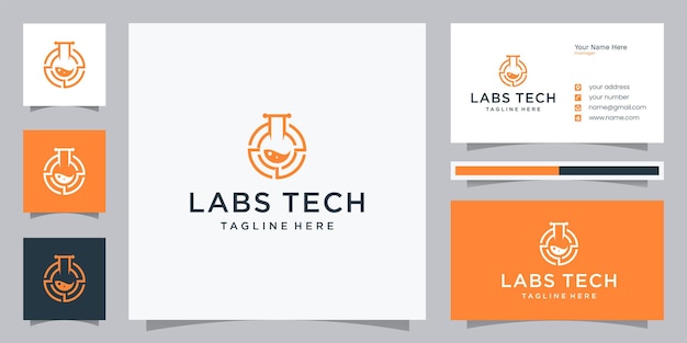 Дизайн логотипа labs technology с визитной карточкой