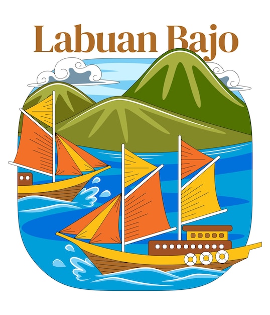 Labuan Bajo Vector Illustration