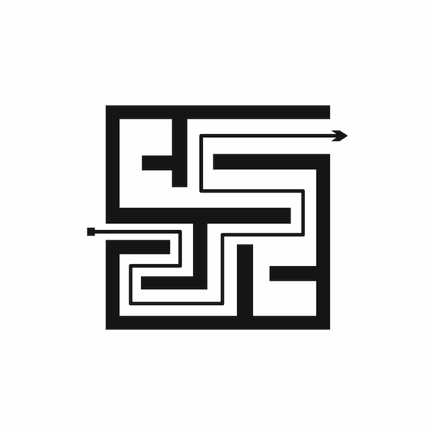 Vector labyrint pictogram in eenvoudige stijl op een witte achtergrond