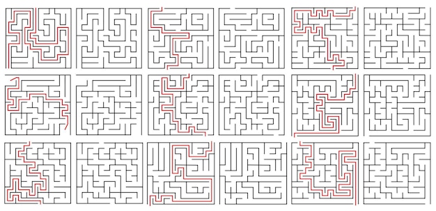Labyrint Zwart vierkant doolhof Vector labyrint van lage of middelmatige complexiteit