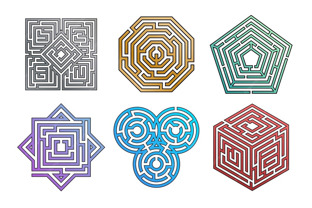 Premium Vector Labyrinth game maze riddle for finding right path